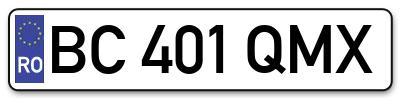 Placuta inmatriculare numar auto  BC-401-QMX, BC 401 QMX, BC401QMX