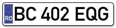 Placuta inmatriculare numar auto  BC-402-EQG, BC 402 EQG, BC402EQG
