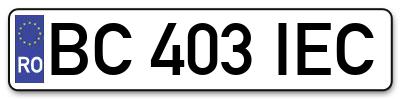 Placuta inmatriculare numar auto  BC-403-IEC, BC 403 IEC, BC403IEC