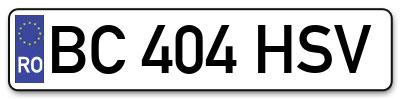 Placuta inmatriculare numar auto  BC-404-HSV, BC 404 HSV, BC404HSV