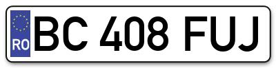 Placuta inmatriculare numar auto  BC-408-FUJ, BC 408 FUJ, BC408FUJ