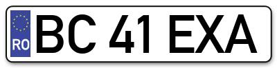 Placuta inmatriculare numar auto  BC-41-EXA, BC 41 EXA, BC41EXA