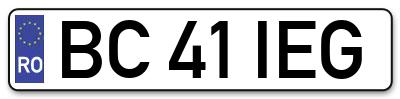Placuta inmatriculare numar auto  BC-41-IEG, BC 41 IEG, BC41IEG
