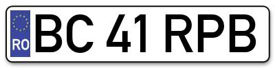 Placuta inmatriculare numar auto  BC-41-RPB, BC 41 RPB, BC41RPB