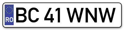 Placuta inmatriculare numar auto  BC-41-WNW, BC 41 WNW, BC41WNW