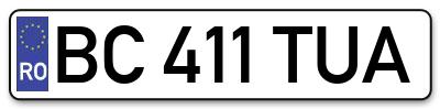 Placuta inmatriculare numar auto  BC-411-TUA, BC 411 TUA, BC411TUA
