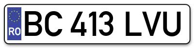 Placuta inmatriculare numar auto  BC-413-LVU, BC 413 LVU, BC413LVU