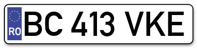 Placuta inmatriculare numar auto  BC-413-VKE, BC 413 VKE, BC413VKE