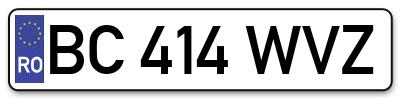 Placuta inmatriculare numar auto  BC-414-WVZ, BC 414 WVZ, BC414WVZ