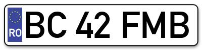 Placuta inmatriculare numar auto  BC-42-FMB, BC 42 FMB, BC42FMB