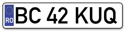 Placuta inmatriculare numar auto  BC-42-KUQ, BC 42 KUQ, BC42KUQ