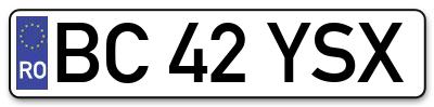 Placuta inmatriculare numar auto  BC-42-YSX, BC 42 YSX, BC42YSX