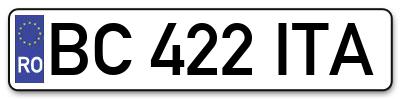 Placuta inmatriculare numar auto  BC-422-ITA, BC 422 ITA, BC422ITA
