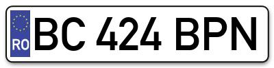 Placuta inmatriculare numar auto  BC-424-BPN, BC 424 BPN, BC424BPN
