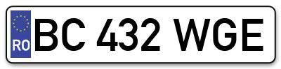 Placuta inmatriculare numar auto  BC-432-WGE, BC 432 WGE, BC432WGE