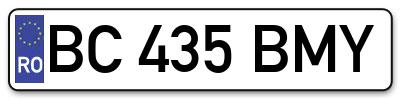 Placuta inmatriculare numar auto  BC-435-BMY, BC 435 BMY, BC435BMY