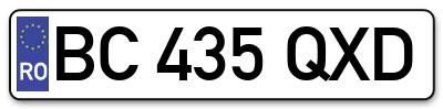 Placuta inmatriculare numar auto  BC-435-QXD, BC 435 QXD, BC435QXD