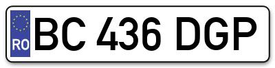 Placuta inmatriculare numar auto  BC-436-DGP, BC 436 DGP, BC436DGP