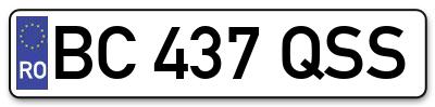 Placuta inmatriculare numar auto  BC-437-QSS, BC 437 QSS, BC437QSS