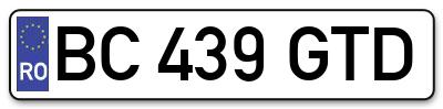 Placuta inmatriculare numar auto  BC-439-GTD, BC 439 GTD, BC439GTD