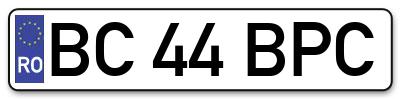 Placuta inmatriculare numar auto  BC-44-BPC, BC 44 BPC, BC44BPC