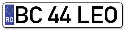 Placuta inmatriculare numar auto  BC-44-LEO, BC 44 LEO, BC44LEO