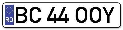 Placuta inmatriculare numar auto  BC-44-OOY, BC 44 OOY, BC44OOY