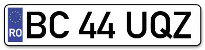 Placuta inmatriculare numar auto  BC-44-UQZ, BC 44 UQZ, BC44UQZ