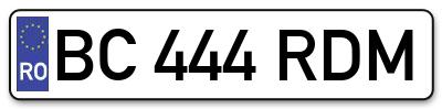 Placuta inmatriculare numar auto  BC-444-RDM, BC 444 RDM, BC444RDM