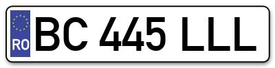 Placuta inmatriculare numar auto  BC-445-LLL, BC 445 LLL, BC445LLL