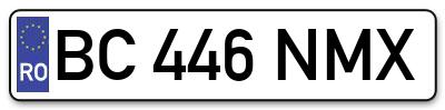 Placuta inmatriculare numar auto  BC-446-NMX, BC 446 NMX, BC446NMX