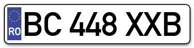 Placuta inmatriculare numar auto  BC-448-XXB, BC 448 XXB, BC448XXB