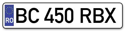Placuta inmatriculare numar auto  BC-450-RBX, BC 450 RBX, BC450RBX
