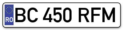 Placuta inmatriculare numar auto  BC-450-RFM, BC 450 RFM, BC450RFM