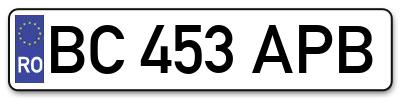 Placuta inmatriculare numar auto  BC-453-APB, BC 453 APB, BC453APB