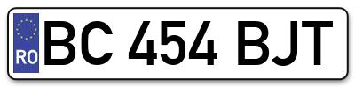 Placuta inmatriculare numar auto  BC-454-BJT, BC 454 BJT, BC454BJT