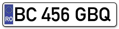 Placuta inmatriculare numar auto  BC-456-GBQ, BC 456 GBQ, BC456GBQ