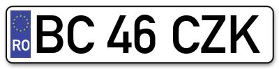 Placuta inmatriculare numar auto  BC-46-CZK, BC 46 CZK, BC46CZK