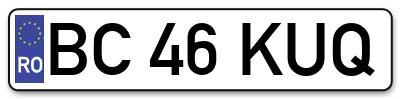 Placuta inmatriculare numar auto  BC-46-KUQ, BC 46 KUQ, BC46KUQ
