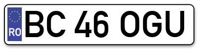 Placuta inmatriculare numar auto  BC-46-OGU, BC 46 OGU, BC46OGU