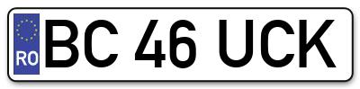 Placuta inmatriculare numar auto  BC-46-UCK, BC 46 UCK, BC46UCK