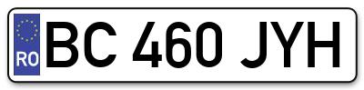 Placuta inmatriculare numar auto  BC-460-JYH, BC 460 JYH, BC460JYH