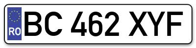 Placuta inmatriculare numar auto  BC-462-XYF, BC 462 XYF, BC462XYF