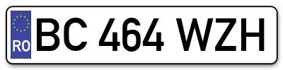 Placuta inmatriculare numar auto  BC-464-WZH, BC 464 WZH, BC464WZH