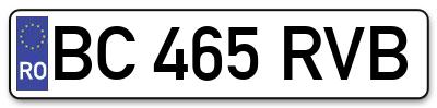 Placuta inmatriculare numar auto  BC-465-RVB, BC 465 RVB, BC465RVB