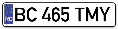 Placuta inmatriculare numar auto  BC-465-TMY, BC 465 TMY, BC465TMY