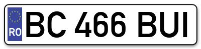 Placuta inmatriculare numar auto  BC-466-BUI, BC 466 BUI, BC466BUI