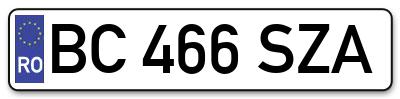 Placuta inmatriculare numar auto  BC-466-SZA, BC 466 SZA, BC466SZA