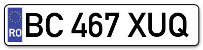 Placuta inmatriculare numar auto  BC-467-XUQ, BC 467 XUQ, BC467XUQ