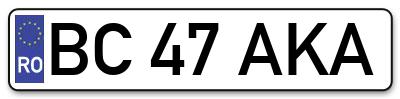 Placuta inmatriculare numar auto  BC-47-AKA, BC 47 AKA, BC47AKA